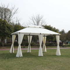 13x10 Outdoor Patio Gazebo Tent with Ventilated Double Roof and Sidewalls