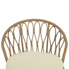 U_STYLE Outdoor Leisure Set, 2 Rattan Single Chairs with Glass Round Table