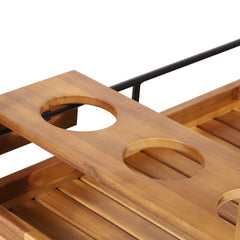 Bar Cart with Wine Bottle Holders, Acacia Wood