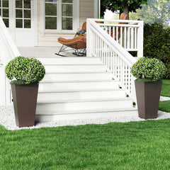 Set of 2 Square Taper Planter with Removable Inner Bucket and Optional Drainage Hole