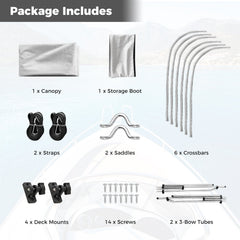 3-Bow/4-Bow Boat Bimini Top Sun Shade Boat Canopy with Storage Boot-3-Bow