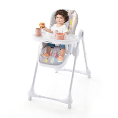3-In-1 Convertible Highchair with Adjustable Height and 5-Point Safety Belt and Lockable Wheels