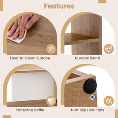 Concave Bookshelf 3-Shelf Open Bookcase with Anti-Toppling Device for Living Room Study Office