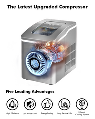 Portable Countertop Ice Maker Machine with Scoop-Silver