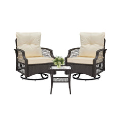 Alora 3-Piece Wicker Patio Bistro Set W/ Swivel Chairs And Table (SAK14789)