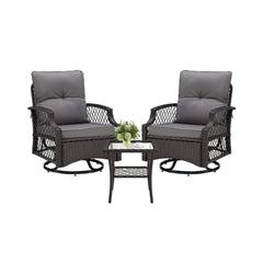 Alora 3-Piece Wicker Patio Bistro Set W/ Swivel Chairs And Table (SAK14789)