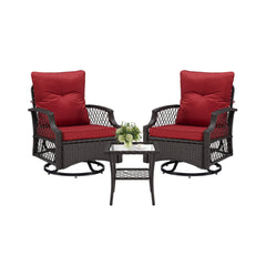 Alora 3-Piece Wicker Patio Bistro Set W/ Swivel Chairs And Table (SAK14789)