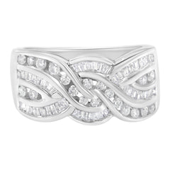 10K White Gold Diamond Bypass Ring (1 Cttw, H-I Color, I1-I2 Clarity) - Size 6-3/4