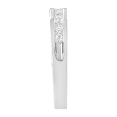 .925 Sterling Silver 1/2 Cttw Princess-Cut Diamond Channel-Set Half-Eternity Wedding or Anniversary Band Ring (H-I Color, I2 Clarity) - Size 6