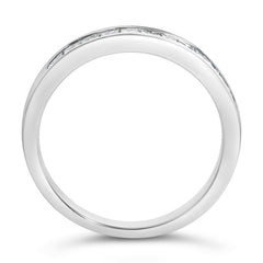 .925 Sterling Silver 1/2 Cttw Princess-Cut Diamond Channel-Set Half-Eternity Wedding or Anniversary Band Ring (H-I Color, I2 Clarity) - Size 6