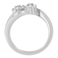 14K White Gold Round and Baguette Diamond Bypass Ring (1/2 cttw, H-I Color, I1-I2 Clarity) - Ring Size 6