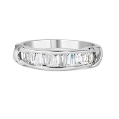.925 Sterling Silver 1/2 Cttw Baguette Cut Diamond Channel Set X-Station Wedding Ring (H-I Color, I1-I2 Clarity) - Size 6-1/2
