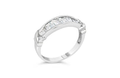 .925 Sterling Silver 1/2 Cttw Baguette Cut Diamond Channel Set X-Station Wedding Ring (H-I Color, I1-I2 Clarity) - Size 6-1/2