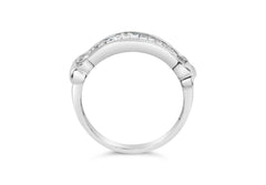 .925 Sterling Silver 1/2 Cttw Baguette Cut Diamond Channel Set X-Station Wedding Ring (H-I Color, I1-I2 Clarity) - Size 6-1/2