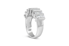 .925 Sterling Silver 1.0 Cttw Baguette Cut Diamond Vertical Channel Fluted Multi-Row Unisex Fashion Wedding Ring (H-I Color, I1-I2 Clarity) - Size 6-3/4