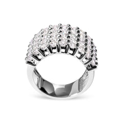 14k White Gold 4.0 Cttw Diamond 5 Row Ring Band (I-J Color, I1-I2 Clarity) - Ring Size 7