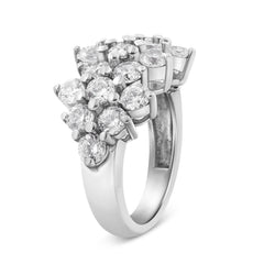 14K White Gold 4.0 Cttw Diamond Multi Row Scatter Band Ring (I-J Color, I1-I2 Clarity) - Size 7