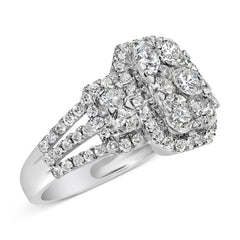 14K White Gold 2 1/4 Cttw Diamond Cocktail Cluster Ring (G-H Color, SI2-I1 Clarity) - Size 7