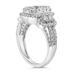 14K White Gold 2 1/4 Cttw Diamond Cocktail Cluster Ring (G-H Color, SI2-I1 Clarity) - Size 7