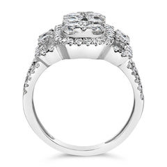 14K White Gold 2 1/4 Cttw Diamond Cocktail Cluster Ring (G-H Color, SI2-I1 Clarity) - Size 7