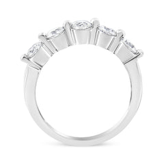 14K White Gold 1.00 Cttw Brilliant Round Cut Diamond 5-Stone Band Ring (H-I Color, SI2-I1 Clarity) - Ring Size 7