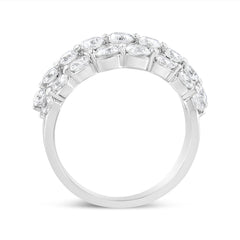 10K White Gold 2 1/2 Cttw Round Natural Diamond 3 Row Band Ring (I-J Color, I1-I2 Clarity) - Ring Size 7