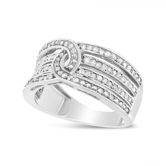 .925 Sterling Silver 1/2 Cttw Diamond Multi-Row Bypass Band Ring (I-J Color, I3 Clarity) - Size 7