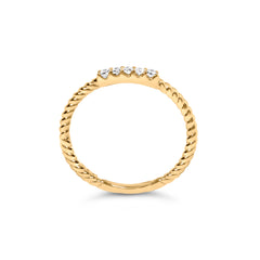 10K Yellow Gold 1/10 Cttw Diamond 5 Stone Braided Shank Band Ring (I-J Color, I2-I3 Clarity)- Ring Size 6