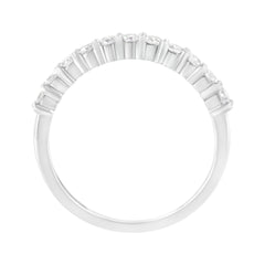 IGI Certified 1/2 Cttw Diamond 10K White Gold Prong Set Fluted Band Style Ring (I-J Color, I2-I3 Clarity) - Size 7