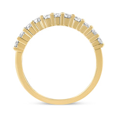 IGI Certified 1/2 Cttw Diamond 10K Yellow Gold Prong Set Fluted Band Style Wedding Ring (J-K Color, I1-I2 Clarity) - Size 7