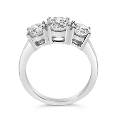 14K White Gold 2.00 Cttw Lab Grown Diamond 3 Stone Ring Band (F-G Color, VS1-VS2 Clarity) - Ring Size 7