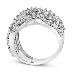10K White Gold 3.00 Cttw Diamond Multi Row Cluster Band Ring (I-J Color, I3 Clarity) - Size 7