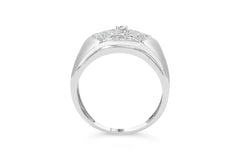Men's .925 Sterling Silver 1/2 Cttw Multi-Diamond Hexagon Frame Ring (I-J Color, I3 Clarity) - Ring Size 10