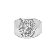 Men's .925 Sterling Silver 1/2 Cttw Multi-Diamond Hexagon Frame Ring (I-J Color, I3 Clarity) - Ring Size 10