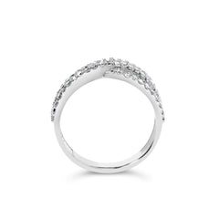 10K White Gold 3/4 Cttw Princess Natural Diamond Split Shank and Weave Band Ring (H-I Color, SI1-SI2 Clarity) - Ring Size 7