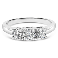14K White Gold 3/4 Cttw Lab Grown Diamond 3 Stone Ring Band (F-G Color, VS2-SI1 Clarity)- Size 7