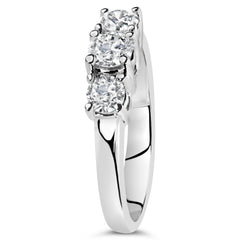 14K White Gold 3/4 Cttw Lab Grown Diamond 3 Stone Ring Band (F-G Color, VS2-SI1 Clarity)- Size 7