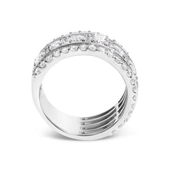 .925 Sterling Silver 2.0 Cttw Lab Grown Diamond Three-Row Pavé Band Ring