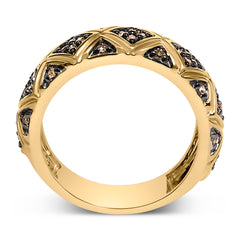 10K Yellow Gold Plated .925 Sterling Silver 3/8 Cttw Champagne Diamond Geometric Style Band Ring - Size 7