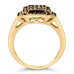 10K Yellow Gold Plated .925 Sterling Silver 1/2 Cttw Champagne Diamond Step Up Ring - Size 7