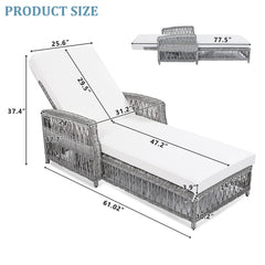 GO Outdoor Long Reclining Chaise with Cushions