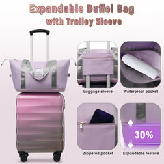 20-Inch Carry-On Suitcase with Dual Wheels and Water Bottle Holder