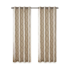 Fretwork Print Grommet Top Window Curtain Panel (One Panel)
