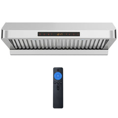 30 Inch Under Cabinet Range Hood with Oil Collector 900 CFM Stainless Steel Kitchen Vent-Silver