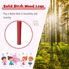 30-Key Wood Toy Kids Grand Piano with Bench and Music Rack-Red