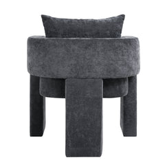 Modern 3-Leg Chenille Accent Chair with Ergonomic Arms & Removable Pillow