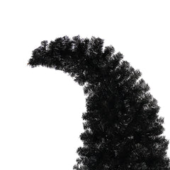 6Ft Curved Hat-Look Black Holiday Tree with Orange & Purple Lights