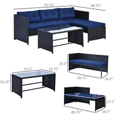 Loveseat Sofa Chaise Lounge Coffee Table Patio Furniture Set