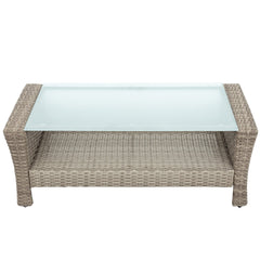 U-Style Patio Furniture 4 Piece Outdoor Wicker Sectional Sofa Set with Ottoman and Cushions