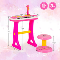 31-Key Kids Piano Keyboard Toy with Microphone and Multiple Sounds for Age 3+-Pink